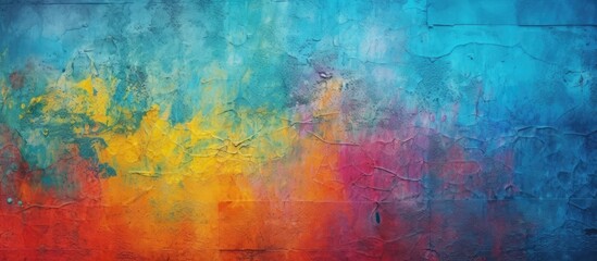 Obraz na płótnie Canvas A colorful abstract mural against a blue backdrop