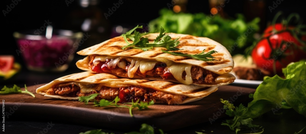 Canvas Prints Stack of tortillas on board