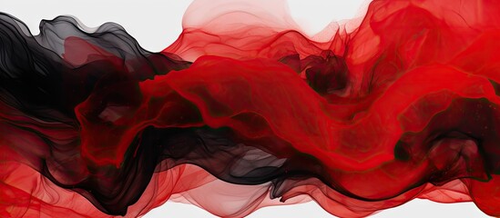 Abstract red and black painting on white