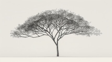 Solitary Tree Line Art, Ideal for Nature and Tranquility Themes