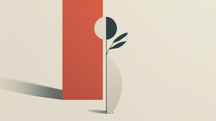 Abstract Minimalist Plant and Shadow, Great for Conceptual Artwork