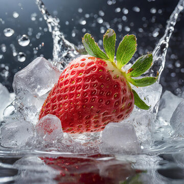 A high-resolution photograph of strawberries in sparkling water