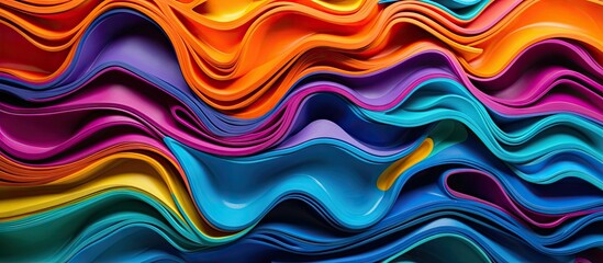 Paper sheets forming a vibrant wave - obrazy, fototapety, plakaty