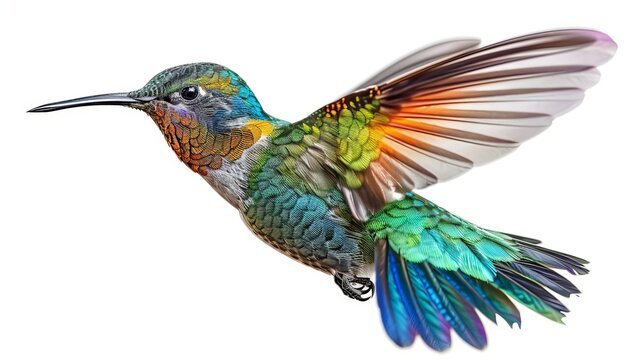 Hummingbird art illustration in watercolor style flying in vivid colors i