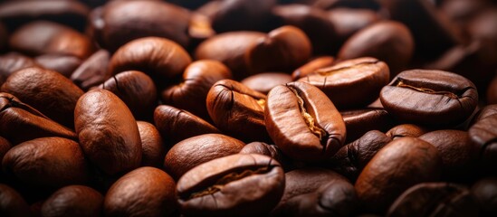 Coffee beans closeup with some brown ones - obrazy, fototapety, plakaty