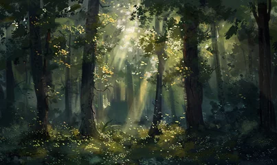 Fototapeten light filled between the trees background-generative ai © siwoo-mint
