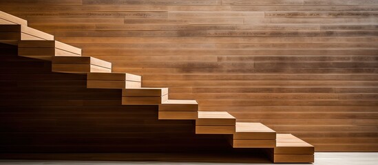 Wooden staircase against wooden wall