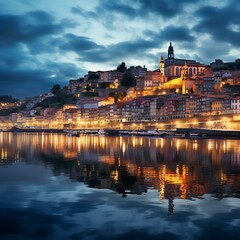 b'Night view of Porto, Portugal'