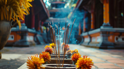 Incense in asian temple. 