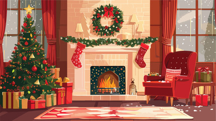 Cozy living interior Christmas style with Christmas t