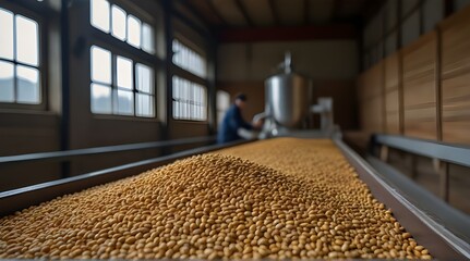 Freshly collected wheat grains are machine dried and given an antimicrobial treatment in a facility.generative.ai - obrazy, fototapety, plakaty