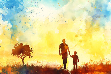 Fototapeta premium Happy Father's day illustration background, 