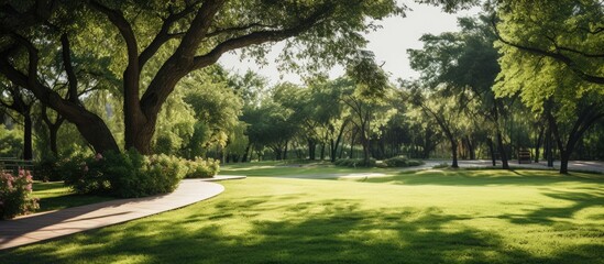 Fototapeta premium Path in Park with Trees