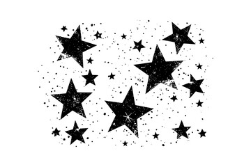 Grunge Star Shapes and Splatters on White. Vector illustration design.