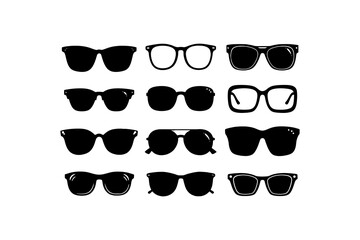 Assorted Sunglasses Silhouettes Collection. Vector illustration design.