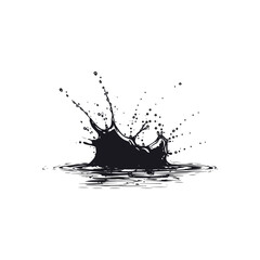 Abstract Black Ink Splash on White Canvas. Vector illustration design.