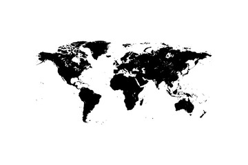 Abstract Black World Map Outline on White. Vector illustration design.