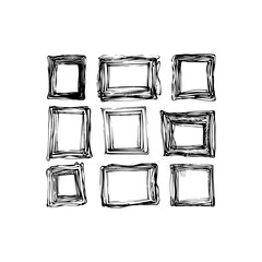 Sketchy Black Square Frames on White Background. Vector illustration design.