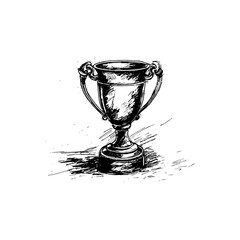 Vintage Trophy Cup Sketch on Textured Background. Vector illustration design.