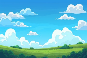 Watercolor background of a summer blue sky with clouds, perfect as wallpaper