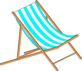 Chaise longue avec cadre en bois et tissu rayé de différentes couleurs sur fond blanc	 - 793790871