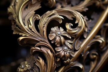 b'ornate golden metal floral sculpture'