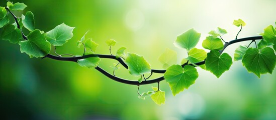 Close-up of green leafy branch - obrazy, fototapety, plakaty