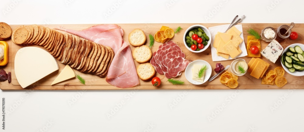 Canvas Prints A variety of foods displayed on a cutting board