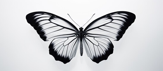 Butterfly with monochrome wings on white