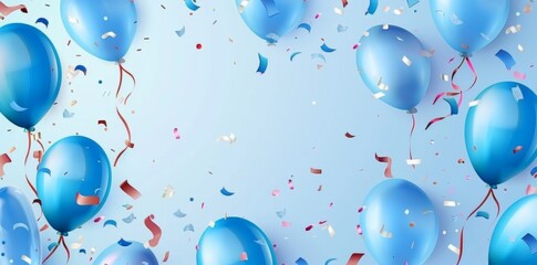 KSAbstract light blue balloons and confetti