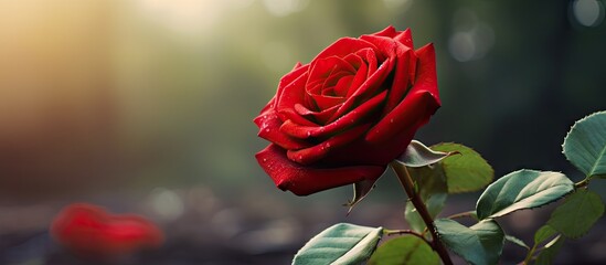A blooming rose under the warm sunlight - obrazy, fototapety, plakaty