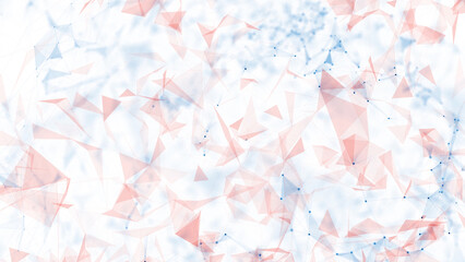 Red and blue colored triangle shapes and network lines on white illustration background. - 793793646