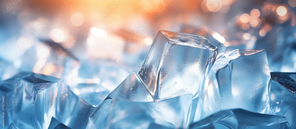 Poster Ice cubes stacked on one another