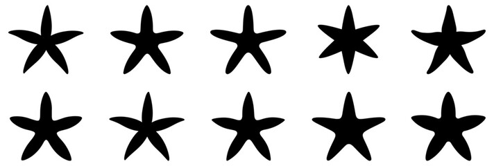 Obraz premium Black starfish icons. Vector illustration