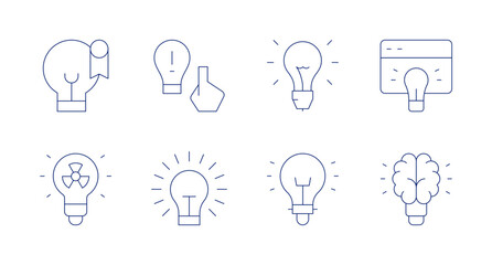 Idea icons. Editable stroke. Containing lightbulb, light, idea, creativity.