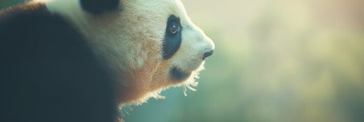 Close up of a panda bear in blurry background