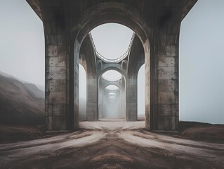 Transcendent Archways:Exploring the Captivating Symmetry of Surreal Architectural Landscapes