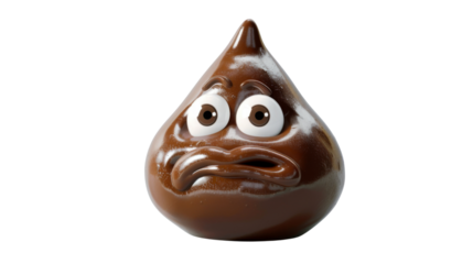 Emoticon brown poop with eyes and mouth