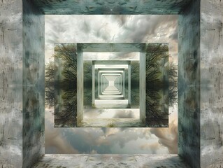 Surreal Passageway Exploring the Intersection of Kinetic Art and Landscape Photography with Symmetrical Balance and Dimensional Compositions