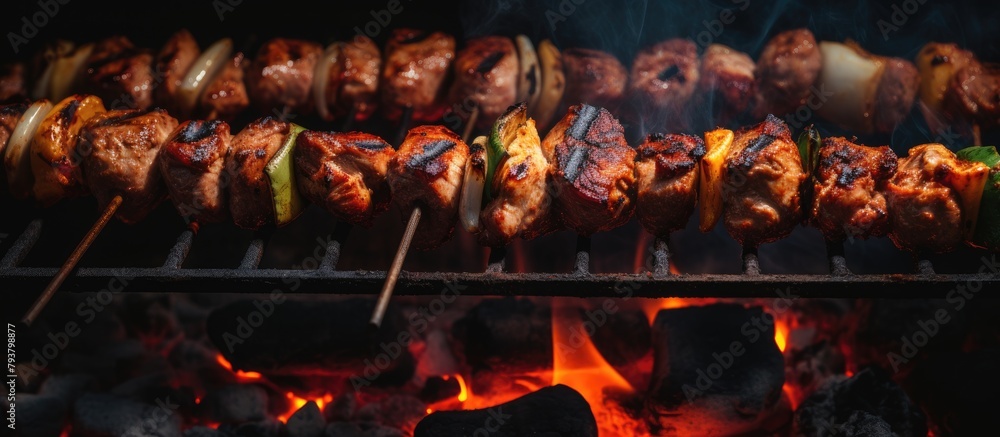 Poster Close-up grill skewered meats