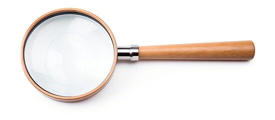 Close-up of wooden-handled magnifier - obrazy, fototapety, plakaty