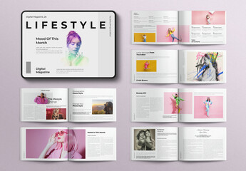 Digital Lifestyle Magazine Template Landscape - obrazy, fototapety, plakaty
