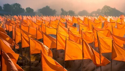 waving hindu bhagwa flags horizontal