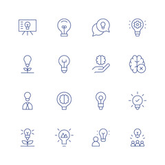Idea line icon set on transparent background with editable stroke. Containing lightbulb, creativity, creator, presentation, idea, ideas, chat, artanddesign, development.