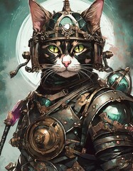 甲冑を着込む猫　スチームパンク