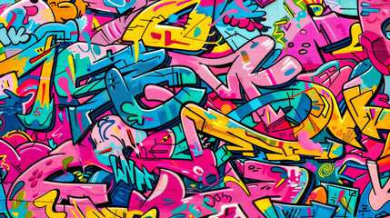 Fondo abstracto de pared de graffiti, foto generativa Ai no real, idea para fondo artístico de arte pop - obrazy, fototapety, plakaty