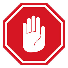 vector stop icon, prohibited passage, stop sign icon, no entry sign on white background, red stop logo, prohibition sign, vector artwork