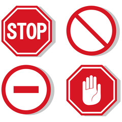 vector stop icon, prohibited passage, stop sign icon, no entry sign on white background, red stop logo, prohibition sign, vector artwork