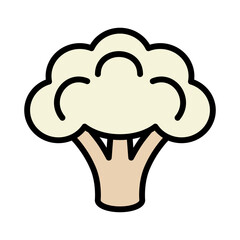 The colored cauliflower icon. A delicious and healthy vegetable. Vegitarianism. Vector illustration isolated on a white background for design and web.