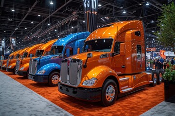 Truck Driver's Industry Trade Show A trucking industry trade show with exhibits showcasing the latest innovations